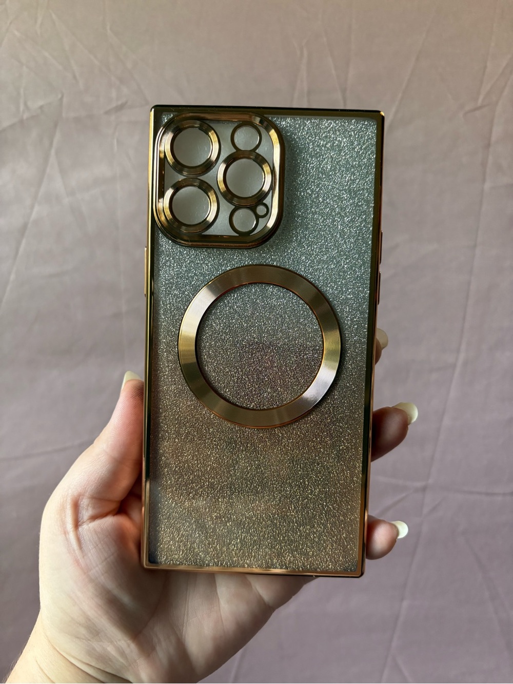 Gold Glitter Magnetic iPhone 14 pro max Case